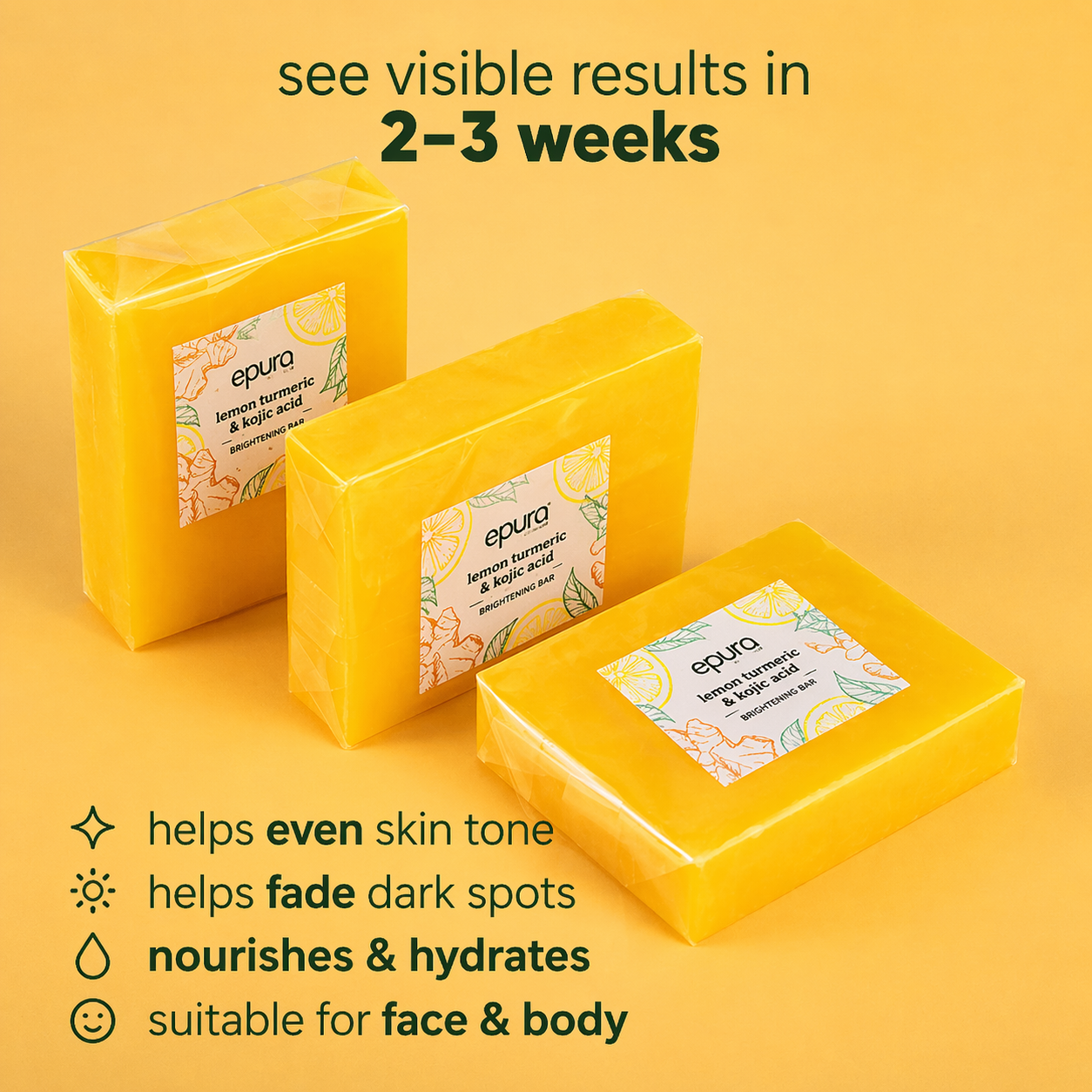 Epura™ lemon, turmeric & kojic acid brightening soap