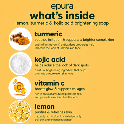 Epura™ lemon, turmeric & kojic acid brightening soap
