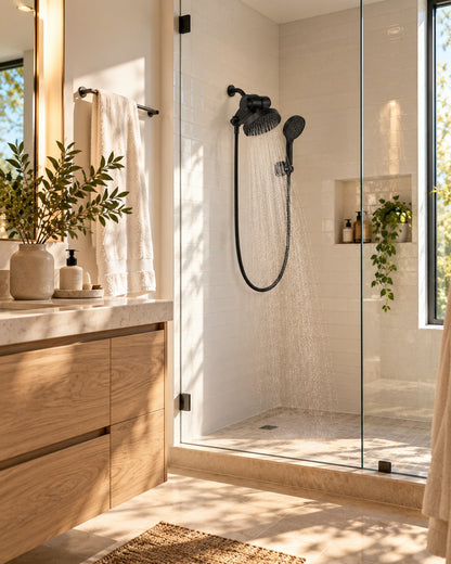 Modern bathroom with Epura installed in the walk-in shower